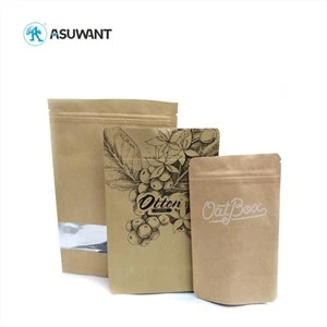 Braun Kraft Papple Ziplock Ovice yong'oqlari aniq oyna bilan qadoqlash sumkasi