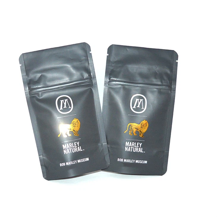 Custom Smell Proof Zipper Bags With Matte Golden Printing Logo W3 H4.5 / 76 114mm