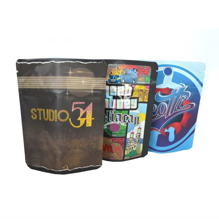 Reusable Black Plastic Mylar Ziplock Cookies Packaging Smell Proof Stand Up PouchBag