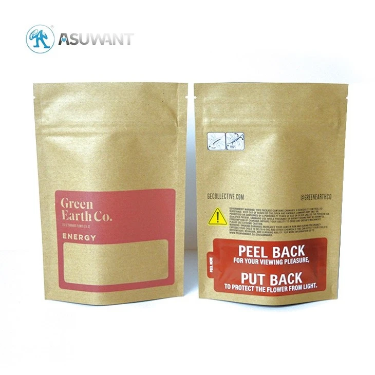 Zipper Stand Up Brown Kraft Paper Pouch suppliers