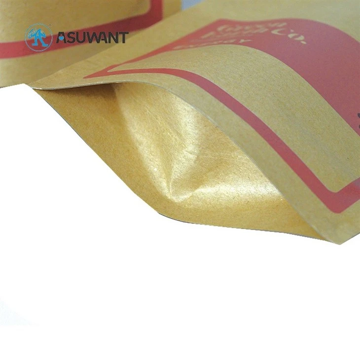Zipper Stand Up Brown Kraft Paper Pouch factory